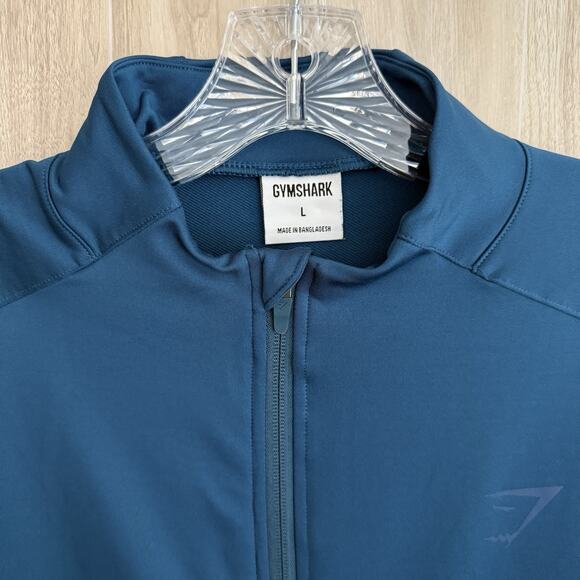 GYMSHARK Regulate Full Zip Sweater Mens Large Teal Jacket Workout Activewear Gym - Picture 4 of 9